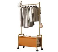 Perchero resistente de acero inoxidable con ganchos y cesta de almacenamiento, perfecto para entrada, pasillo, dormitorio, disponible en 60/80/100 cm de alto x 33 cm de ancho x 171 cm de profundidad