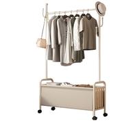 Perchero resistente de acero inoxidable con ganchos y cesta de almacenamiento, versátil para entrada, opciones de altura 60/80/100 cm para pasillo, dormitorio y sala de estar