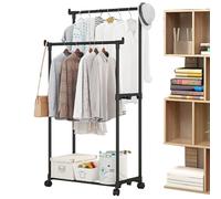 Perchero resistente | Multiusos con estante inferior, organizador de ropa rodante, para armario, entrada, sala de estar, balcón, lavandería, dormitorio, apartamento, mantas, zapatos, bufandas