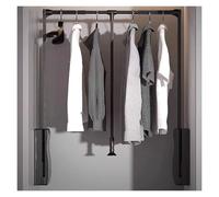 Perchero retráctil de aluminio para colgar en la pared, ajustable, para ahorrar espacio, capacidad de carga de 15 kg, se adapta a 700 a 930 mm (negro)