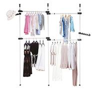 Perchero Telescópico de Acero, Altura Ajustable, Carril de Ropa Extensible, Diámetro 25 mm