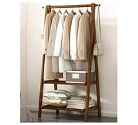 Perchero y banco de zapatos de bambú - Estantes y ganchos de 2 niveles - Elegante perchero para dormitorio - Nizer que ahorra espacio para zapatos y ropa
