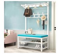 Perchero y banco de zapatos - Zapatero de 2 niveles con ganchos de 12/13/16, nizer de entrada, almohadilla antideslizante, elegante solución de almacenamiento negra para dormitorio, pasillo, sala de
