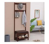 Perchero y zapatero de 2 piezas 3 en 1 con 57 ganchos, fácil montaje, elegante solución de almacenamiento para sala de estar y pasillo, diseño de ahorro de espacio