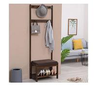 Perchero y zapatero de 2 piezas 3 en 1 con 57 ganchos, fácil montaje, elegante solución de almacenamiento para sala de estar y pasillo, diseño que ahorra espacio