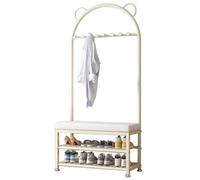 Perchero zapatero con almacenamiento, organizador multifuncional de entrada para pasillo y porche, elegante diseño blanco, solución que ahorra espacio