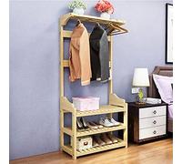 Perchero zapatero con asiento nizer banco de almacenamiento de madera, árbol de pasillo para entrada, sala de estar, baño, 3 en 1, multifuncional, 2 niveles, zapatero, asiento, 170 x 35 x 70 cm, fácil