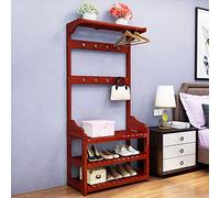 Perchero zapatero con bancos de almacenamiento 3 en 1, árbol de pasillo para entrada, sala de estar, baño, 170 x 35 x 70 cm, nizer de madera multifunción, fácil montaje