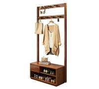 Perchero zapatero con estante Sto Ders Hoo y gabinete, nizer de entrada de pie, fácil montaje, pasillo, nogal natural, 31.5 x 13 pulgadas de ancho x 71 pulgadas de alto