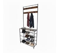 Relaxdays Perchero y zapatero marrón oscuro,negro