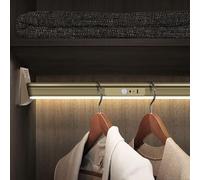 Percheros - Armario Colgador De Ropa Barra, 40-130cm Barra Para Ropa Con Luz, Para Armario, Barras Metálica Para Ropas, Soporta Hasta 50 Kg, Barras Con Iluminación LED(Gold,90cm)