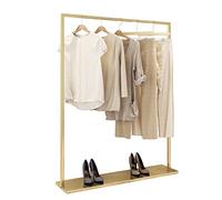 Percheros burro Perchero Dorado Moderno Con Estantes, Estante De Ropa Comercial Para Colgar Ropa, Organizador De Ropa De Metal Para Dormitorio, Estante De Exhibición De Ropa Para Bo(Size:150X40X160CM)