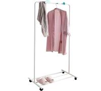 Percheros burro Perchero Pequeño Moderno Con Gancho Y Estantes, Estante De Ropa Metálico Portátil Con Ruedas, Perchero Que Ahorra Espacio Para El Dormitorio O La Lavandería, 73 X 44 X 15(Color:Blanco)
