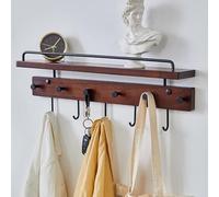 Percheros Montados En La Pared, Estante De Entrada De Madera Rústica, Perchero De Pared De Granja Con Estante Y Gancho Vintage Para Entrada, Baño, Sala De Estar, Cuarto De Lavad(Size:11 Hooks,Color:E)