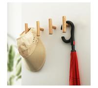 Percheros Perchero De Madera Montado En La Pared Entrada Ganchos De Pared Simples Para Ropa Ganchos Para Una Sola Llave Sin Perforar Ganchos Combinados Para Sala De Estar(Size:4 Pack,Color:Roble)