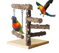PERCHIO PERCHE PERCHIOT - parque infantil para pájaros de madera, centro de actividades para pájaros de mesa | Soporte para pájaros portátil para periquito, cockatiel, conure, pescado de juguete de