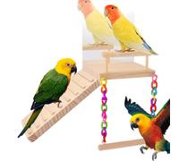 Perchoir Pour Oiseaux - Jouet En Bois Avec Échelle À Grimper, Accessoires De Cage Et Jouet À Mâcher Pour Perruche, Calopsitte, Conure, Moineau Perruche Perroquet, Ara, Canari Et Petits Oiseaux