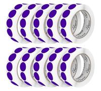 Perco Etiquetas adhesivas perforadas moradas de 1 pulgada, 10 rollos, 10.000 calcomanías redondas, con adhesivo permanente para gestión de inventario, codificación de colores, ventas de garaje