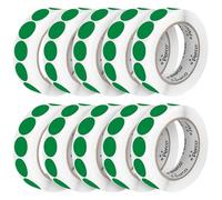 Perco Etiquetas adhesivas perforadas verdes de 1 pulgada, 10 rollos, 10.000 calcomanías redondas, con adhesivo permanente para gestión de inventario, codificación de colores, ventas de garaje