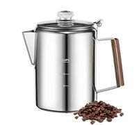 , percolador de café de acero inoxidable, máquina de acero inoxidable, diseño vintage portátil para actividades comerciales y al aire libre