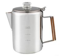 Percolador de café para estufa, cafetera de acero inoxidable de 9 tazas con mango de madera, jarra resistente al calor para acampar al aire libre, olla compatible con placa de inducción