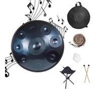 Percusión De Tambor Handpan D Menor Kurdo, 9/10/12 Notas 432 Hz/440 Hz Steel Hand Drums Con Soporte Bolsa De Mano Mazos, Instrumento De Percusión Para Meditación Yoga(Blue,10 notes(440HZ))