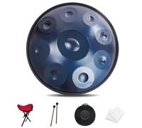 Percusión De Tambor Handpan, Tambor De Lengua De Acero De 22 Pulgadas 9/10/12/14 Notas Para Adultos, Harmonic Handpan Drum En D Menor Con Trípode De Tambor, Mazos(Blue,9Notes(440Hz))