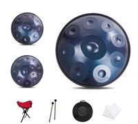 Percusión De Tambor Handpan, Tambor De Lengua De Acero De 22 Pulgadas 9/10/12/14 Notas Para Adultos, Harmonic Handpan Drum En D Menor Con Trípode De Tambor, Mazos(Blue,10Notes(432Hz))