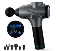 Percusión Pistola De Masaje,para Los Atletas Hand Held Profundo 20 Niveles Tejido Masajeador Corporal,para La Llaina Muscular Ultra Silenciosa Alivio Del Dolor Gris(2500mah) 17.5x7x23.5cm