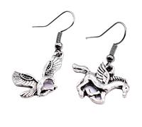 Percy Jackson Camp Half Blood Horse Eagle Olympian Semidiós Pendientes de tono plateado, zinc, sin piedras preciosas, zinc, sin piedras preciosas