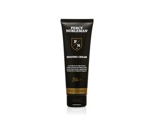 Percy Nobleman Crema de afeitar: una crema de afeitado premium, con una lujosa espuma gruesa para un deslizamiento suave, perfumada distintiva con ámbar, tabaco, almizcle, vainilla, vegana y libre de