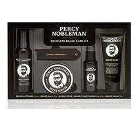 Percy Nobleman, Kit Completo de Cuidado para la Barba, que incluye suavizante para barba, aceite para barba con fragancia, bálsamo para barba, jabón para barba y peine plegable de acetato