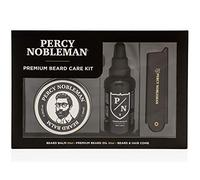 Percy Nobleman Kit de cuidado de barba de alta calidad, un kit de aseo de barba de edición limitada, que contiene aceite de barba, bálsamo para barba y peine plegable.