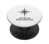 Perdido en la dirección correcta Brújula Wanderlust PopSockets PopGrip Adhesivo