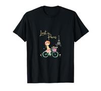 Perdido en París Linda París Bicicleta Chica Torre Eiffel Camiseta