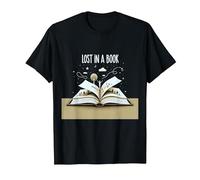 Perdido en un Libro: Obra de Arte mágica de Aventura de Lectura Camiseta, Hombre, Negro, L