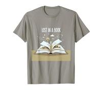 Perdido en un Libro: Obra de Arte mágica de Aventura de Lectura Camiseta, Hombre, Pizarra, 3XL
