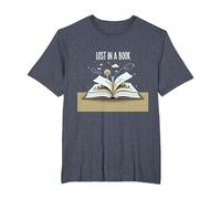 Perdido en un Libro: Obra de Arte mágica de Aventura de Lectura Camiseta, Hombre Tallas Grandes, Azul Jaspeado, 5X Alto