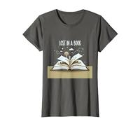 Perdido en un Libro: Obra de Arte mágica de Aventura de Lectura Camiseta, Mujer, Asfalto, XS