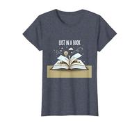 Perdido en un Libro: Obra de Arte mágica de Aventura de Lectura Camiseta, Mujer, Azul Jaspeado, XS