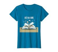 Perdido en un Libro: Obra de Arte mágica de Aventura de Lectura Camiseta, Mujer, Zafiro, L