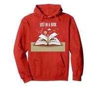 Perdido en un Libro: Obra de Arte mágica de Aventura de Lectura Sudadera con Capucha, Unisex para Adultos, Rojo, XL