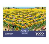 Perdidos en los Campos de Girasol de Toscana Puzzle De Madera Impermeable DIY Puzzles De 1000 Piezas para Adultos Divertido Rompecabezas Juegos Educativos