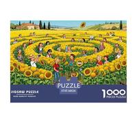 Perdidos en los Campos de Girasol de Toscana Puzzle De Madera Impermeable Puzzles De 1000 Piezas Regalos para Adultos Imposible Rompecabezas Juegos Educativos