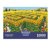 Perdidos en los Campos de Girasol de Toscana Puzzle De Madera Impermeable Puzzles De 1000 Piezas Regalos para Adultos Divertido Rompecabezas Juegos Educativos