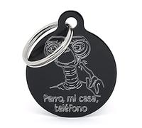 PERDIDUS Placa para perro personalizada ET PERRO MI CASA TELÉFONO. Grabado del nombre y teléfonos.
