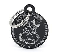 PERDIDUS Placa para perro personalizada SCHNAUZER. Grabado del nombre y teléfonos.
