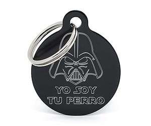 PERDIDUS Placa para perro personalizada YO SOY TU PERRO. Grabado del nombre y teléfonos. (32 mm, Negro)