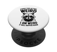 Perdón por actuar extraño y divertido mapache PopSockets PopGrip Adhesivo