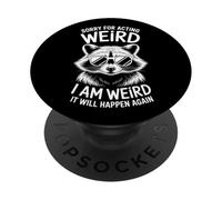 Perdón por actuar extraño y divertido mapache PopSockets PopGrip Adhesivo